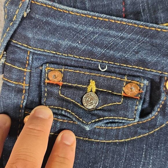 Vintage True Religion Joey Jeans Woman’s 28 Flared Flap Pockets Y2K USA x34 - Picture 5 of 13